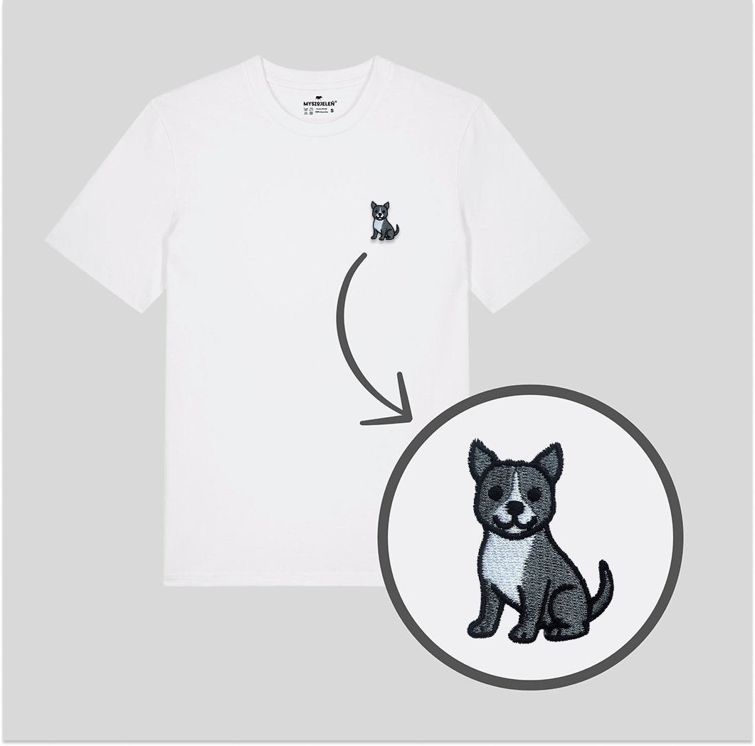 Haftowany T-shirt AMSTAFF SZARY - biały S