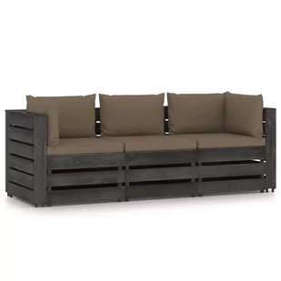 VidaXL Lumarko Ogrodowa sofa 3-os z poduszkami, impregnowane na szaro drewno! 3068176 VidaXL - Sofy ogrodowe - miniaturka - grafika 1