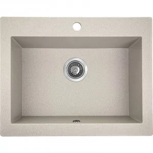 LAVEO SBK 410A Zlewozmywak granitowy 1 komora bez ociekacza Wymiary: 490x580x220 mm Wykończenie: beż W zestawie z syfonem Space Saving i korkiem klik-klak - Zlewozmywaki - miniaturka - grafika 1