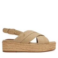 Espadryle damskie - Espadryle Tommy Hilfiger Denim Espadrille Platform Sandal FW0FW08669 Beżowy - miniaturka - grafika 1