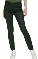 Spodnie damskie - Guess Jeansy Bawełniane Z Wysokim Stanem Zielone Woskowane 26/29 Gxb - miniaturka - grafika 1