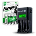 ZESTAW Ładowarka akumulatorków Ni-MH everActive NC-450 Black Edition + 4x Akumulatorki R6 ENERGIZER POWER PLUS 2000 HR6 - Ładowarki i akumulatory - miniaturka - grafika 1