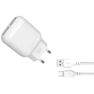 Powerbanki - XO ładowarka sieciowa L78 2x USB 2,4A biała + kabel microUSB 8_2265707 - miniaturka - grafika 1