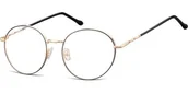 Okulary korekcyjne, oprawki, szkła - Damska oprawa korekcyjna złoto czarna - miniaturka - grafika 1