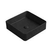 Umywalki - Mexen Grovo umywalka nablatowa ryflowana 37 x 37 cm, czarna mat - 22303785 - miniaturka - grafika 1