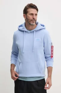 Alpha Industries bluza męska kolor niebieski z kapturem z nadrukiem - Bluzy męskie - miniaturka - grafika 1
