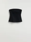 Bluzki damskie - Reserved - Bluzka z błyszczącą aplikacją - czarny - miniaturka - grafika 1