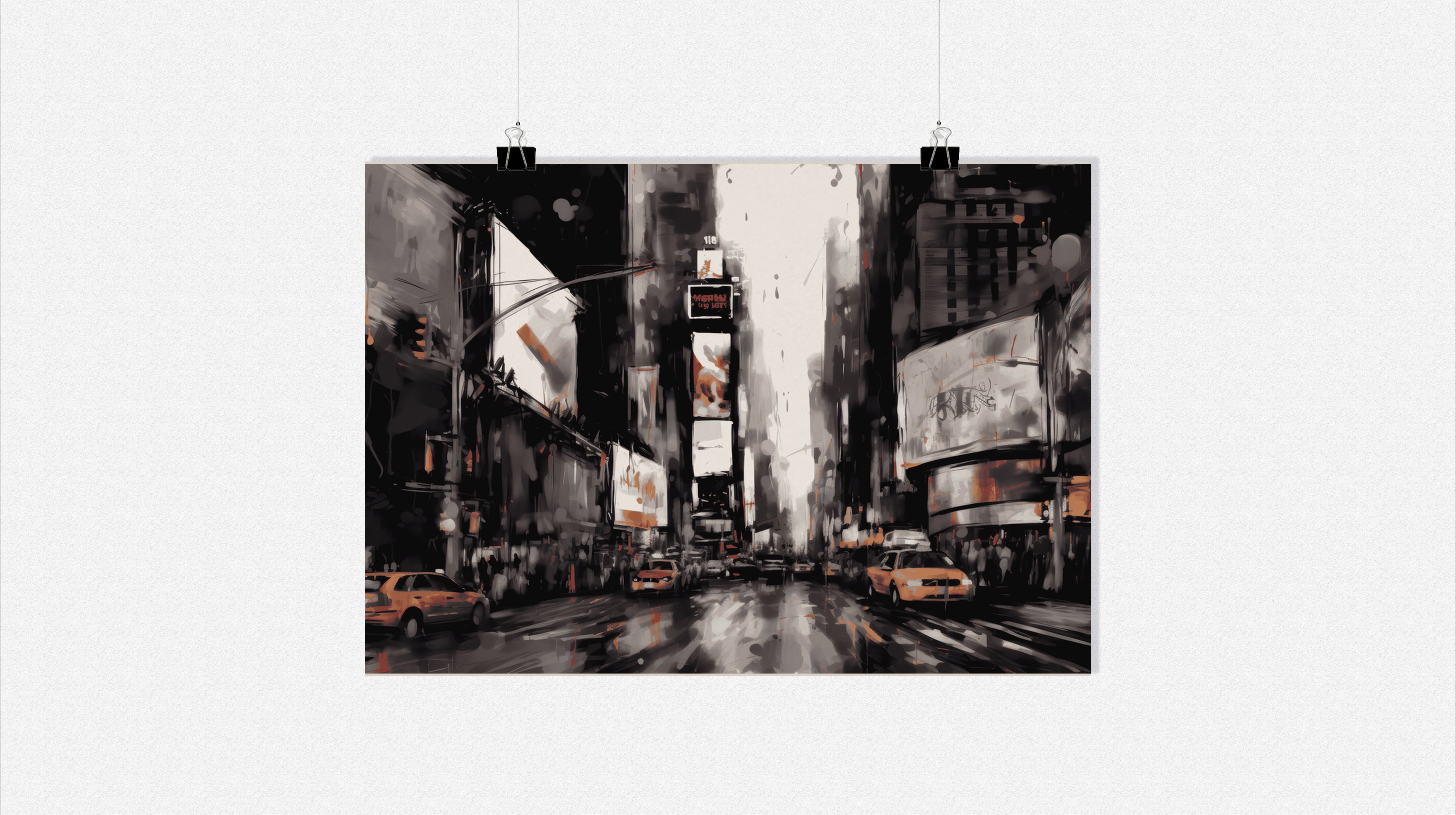 Plakat Times Square - Plakat Nowy Jork - Abstrakcyjny żółty plakat - 91x61cm - Idealny do oprawienia w ramę