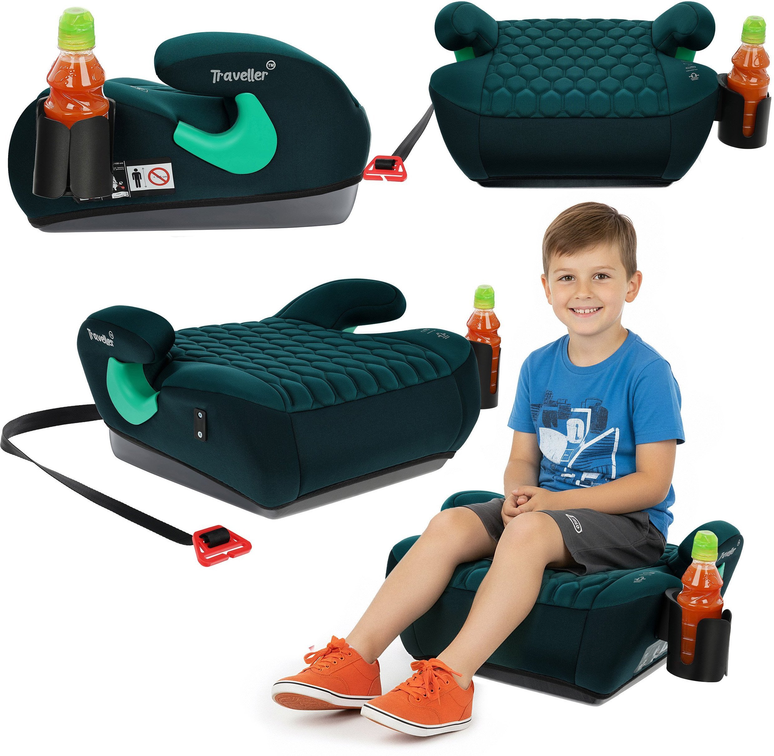 FOTELIK SAMOCHODOWY PODKŁADKA SIEDZISKO ZIELONY PIKOWANY R129 125-150 CM