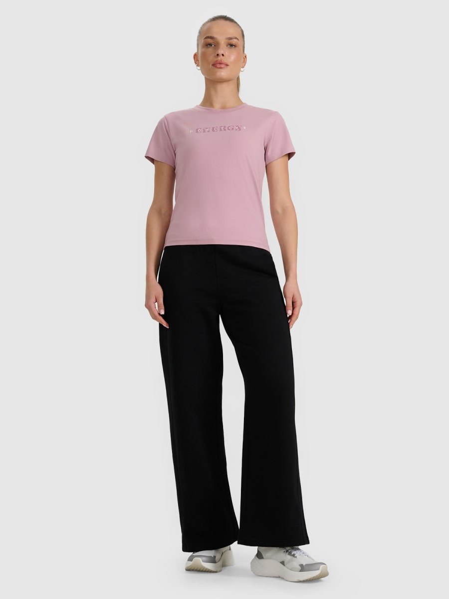 Spodnie dresowe damskie z szerokimi nogawkami 4F 4FRAW25TTROF1614-20S Czarny XL