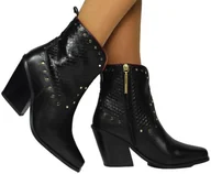 Botki damskie - Kowbojki Stylowe GiosEppo 73219 Black Skóra Naturalna - GIOSEPPO - miniaturka - grafika 1