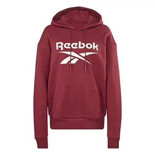 Bluzy damskie - Reebok Damska bluza z kapturem z dużym logo, klasyczny bordowy, L, Klasyczne bordowe, L - grafika 1