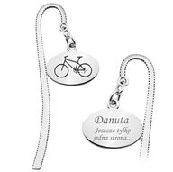 Zakładki do książek - Srebrna zakładka z rowerem próba 925 Grawer - miniaturka - grafika 1