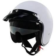 Kaski motocyklowe - Kask na skuter motocyklowy otwarty z daszkiem BB 588 -przeźroczysta blenda L biały mat - miniaturka - grafika 1