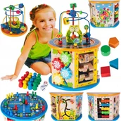 Sortery dla dzieci - ElektroStator Drewniana kostka edukacyjna labirynt sorter 8w1 U12 - miniaturka - grafika 1