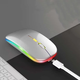 Cicha Myszka slim mysz bezprzewodowa Alogy podświetlana LED RGB do laptopa tabletu Srebrna 14567X27 - Myszki - miniaturka - grafika 6