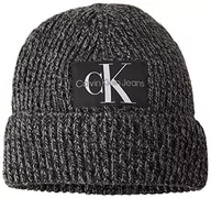 Czapki damskie - Calvin Klein Jeans Męska czapka z dzianiny oversize z etykietą, czarna, jeden rozmiar - miniaturka - grafika 1