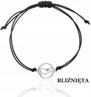 Bransoletki - SREBRNA bransoletka sznurkowa BLIŹNIĘTA znak zodiaku srebro925 kolory - miniaturka - grafika 1