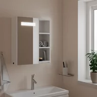 Toaletki - vidaXL Szafka łazienkowa z lustrem i LED, biała, 45x13x52 cm - miniaturka - grafika 1