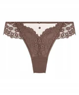 Majtki damskie - HUNKEMOLLER STRINGI DAMSKIE BRĄZOWE Z KORONKĄ S K_A - miniaturka - grafika 1