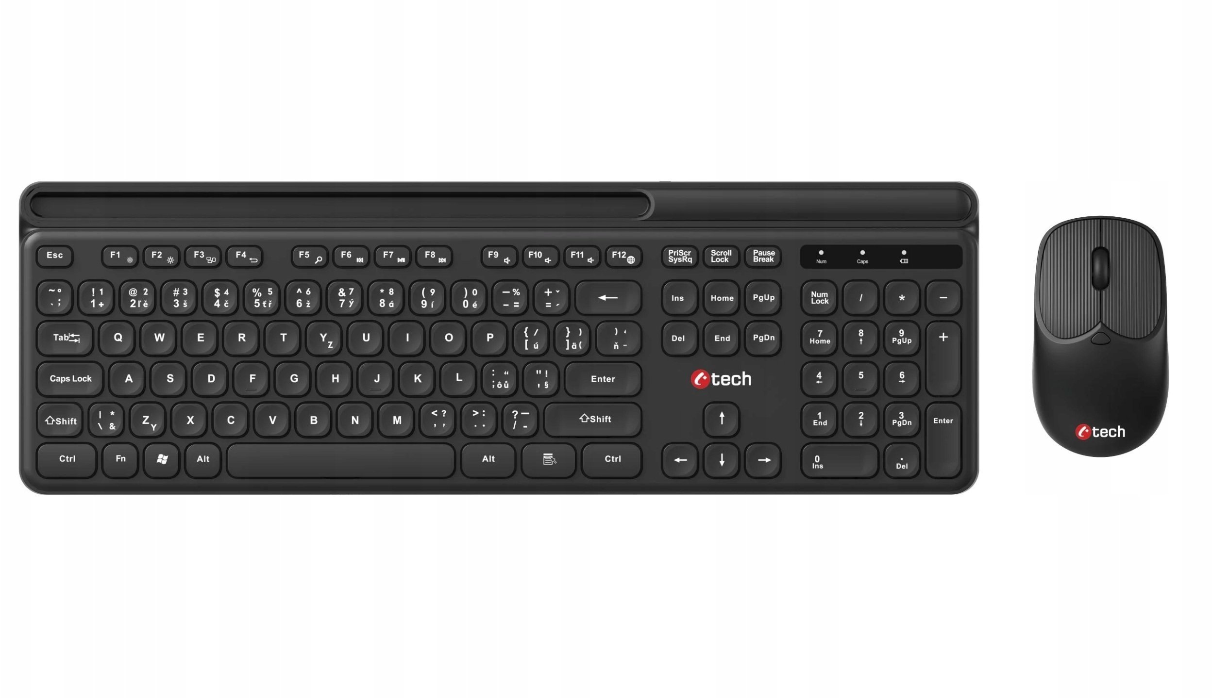 C-Tech C-TECH klawiatura z myszą WLKMC-05B Bezprzewodowy zestaw 2.4GHz CZ Czarny