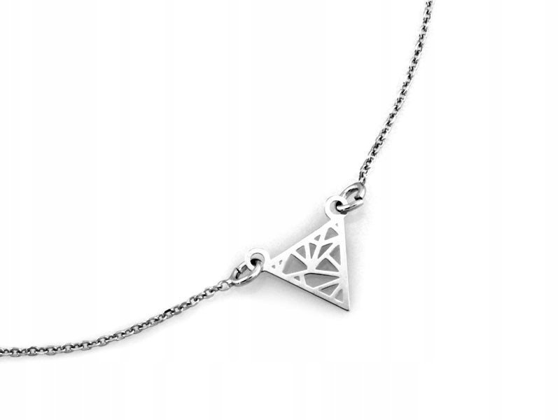 Srebrny naszyjnik 925 celebrytka z ażurowym trójkątem delikatna prezent s