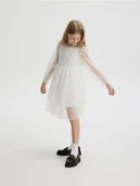 Sukienki i spódniczki dla dziewczynek - Reserved - Dwuwarstwowa sukienka - złamana biel - miniaturka - grafika 1