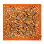 Apaszki i szaliki męskie - Damska apaszka jedwabna ze wzorem paisley pomarańczowa - miniaturka - grafika 1