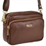 Torebki damskie - VEZZE mała skórzana listonoszka brąz - miniaturka - grafika 1