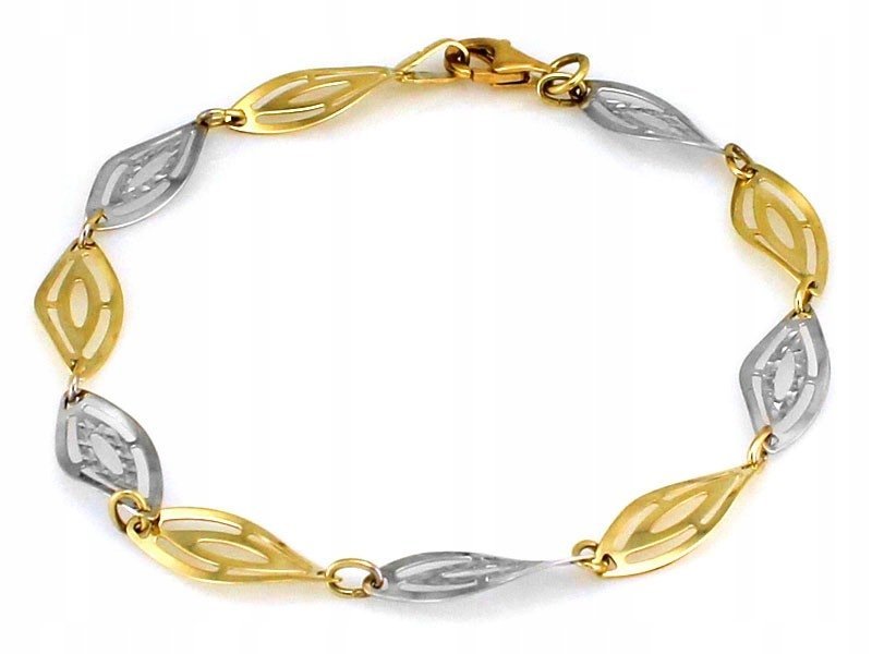 Bransoletka damska złoto 375 9k dwukolorowa waga 2.30g diamentowana 18