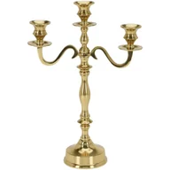 Świeczniki - Home Styling Collection Świecznik, KANDELABR 3-ramienny, złoty, wysoki połysk, stojak, podstawka GLAMOUR na świecę świeczkę 139036 - miniaturka - grafika 1