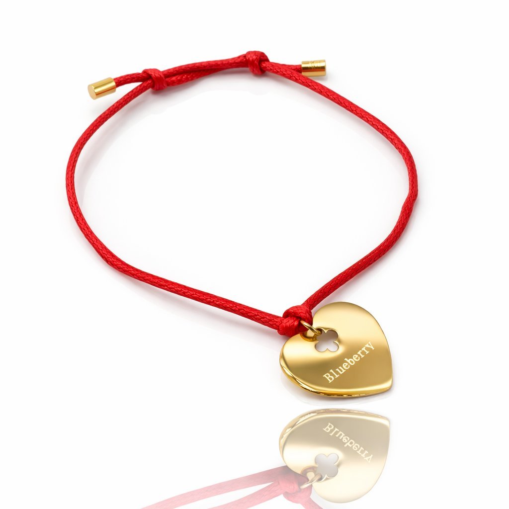 Bransoletka sznurkowa ' Heart Charm' [Kolor: czerwony]