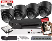 Zestawy do monitoringu - Zestaw monitoringu domu do rozbudowy 4 kamery IP Hikvision IPCAM-T4 Black 4MPx - miniaturka - grafika 1