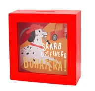 Skarbonki - Skarbonka z szybką kwadratowa skarbbox na prezent Piesek - miniaturka - grafika 1