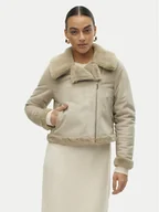 Płaszcze damskie - Vero Moda Kożuch Peggy 10290150 Szary Regular Fit - miniaturka - grafika 1