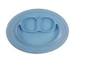 Miseczki i talerzyki dla dzieci - Bi-bi silikonowy talerzyk z podkładką niebieski - miniaturka - grafika 1