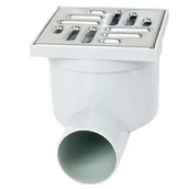 Odwodnienia, kanały i akcesoria - Wpust z metalową kratką z bocznym odpływem popiel/srebrny 10 x 10 x 12,5 cm MAXPOL - miniaturka - grafika 1