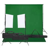 Lampy studyjne - Vidaxl fotograficzny zestaw studyjny z lampami i tłem - miniaturka - grafika 1