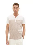 Koszulki męskie - TOM TAILOR Męski T-shirt Serafino, 32034 - White Streaky Melange, XXL - miniaturka - grafika 1