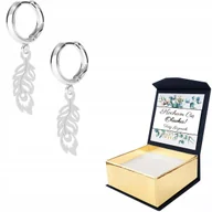 Kolczyki - Kolczyki srebrne Pawie Pióro Piórko WŁASNY NADRUK - miniaturka - grafika 1