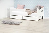 Łóżka dla dzieci i młodzieży - Lelu Design Łóżko 160x80cm Mr Moth z dwiema szufladami kolor biały - miniaturka - grafika 1