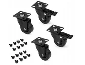 Meble modułowe i akcesoria - Kółko meblowe obrotowe 50 mm Emuca zestaw czarne - miniaturka - grafika 1