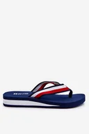 Moda i Uroda OUTLET - Damskie Klapki Japonki Na Platformie Big Star LL274779 Granatowe-38 - miniaturka - grafika 1