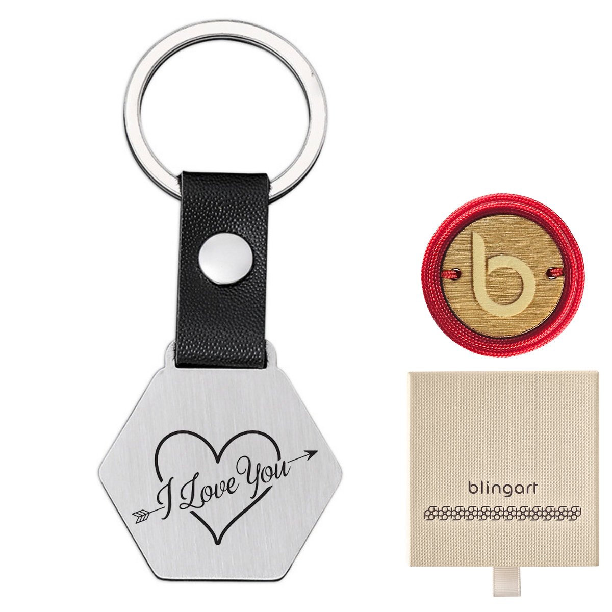 Srebrny brelok do kluczy heksagon satynowa stal ek