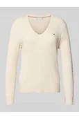 Swetry damskie - Sweter z dzianiny o kroju regular fit z czystej bawełny - Tommy Hilfiger - miniaturka - grafika 1