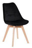Krzesła - Krzesło drewniane nowoczesne skandynawskie velvet czarne - miniaturka - grafika 1