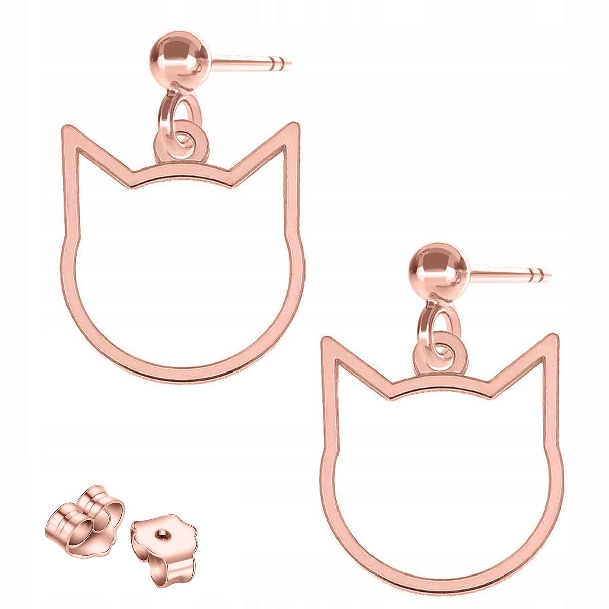 Kolczyki Pozłacane Blaszki Koty Kotki Głowa Kota na Sztyfcie SREBRO 925