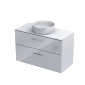 Szafki łazienkowe - Szafka łazienkowa pod umywalkę z blatem Oristo Geo 100 cm biały połysk KI01-ZB2S-100-1 - miniaturka - grafika 1