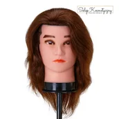 Pozostałe akcesoria fryzjerskie - Główka treningowa fryzjerska Gabbiano WZ3 naturalne włosy, kolor 4H, długość 8" - miniaturka - grafika 1