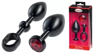 Korki analne - Boss Of Toys MALESATION Alu-Plug with handle & crystal large, black 38-257836 - miniaturka - grafika 1